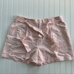 Elle pink shorts with tie belt